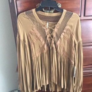 Brown free people blouse